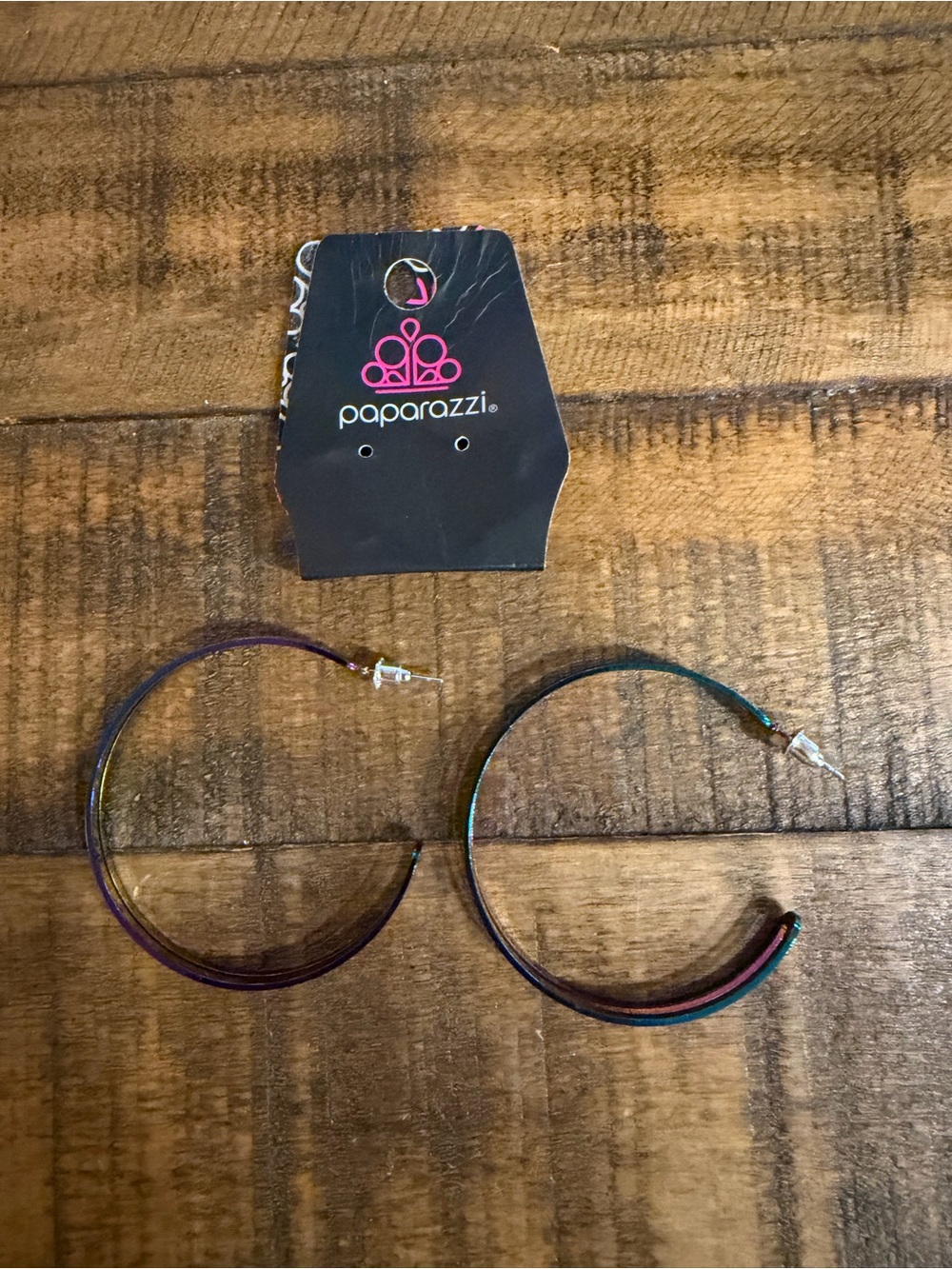 Paparazzi Iridescent Purple Blue Green Hoop Earrings